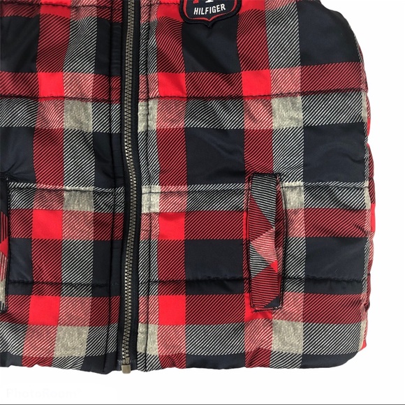 Tommy Hilfiger Puffer Vest Red Blue Grey 24 Months - Picture 4 of 9